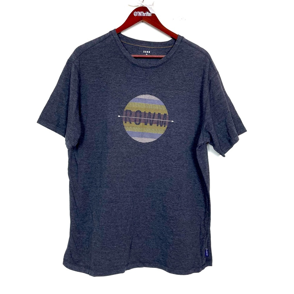 ROWM Men’s Short Sleeve Logo Tee Short Heathered Gray XL Summer Casual Normcore